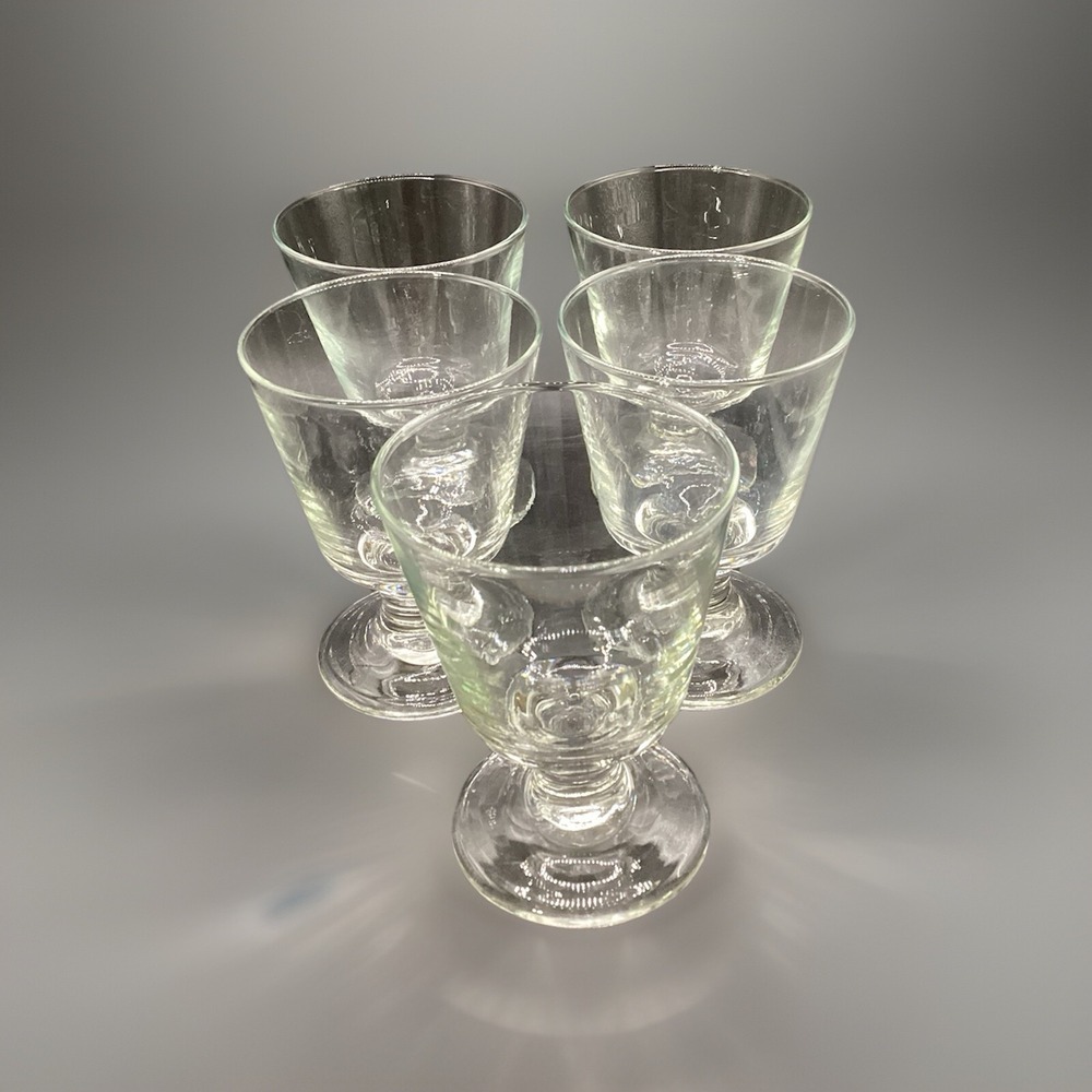 Vintage Set of 5 Cordial Wine Dessert Goblets Glass 4.5" Tall Collectible